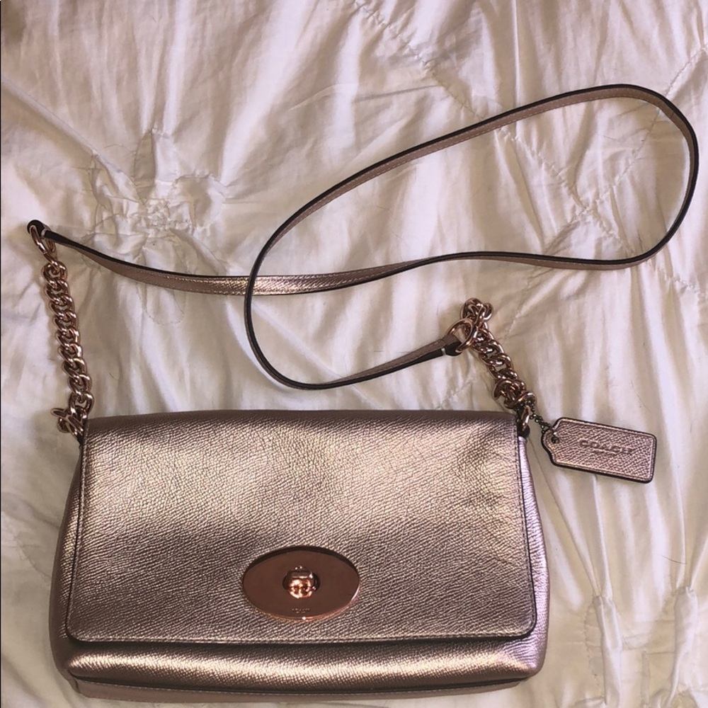 Rose Gold Coach Crossbody with Rose Gold Hardware